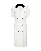 Elegant White Dress With Black Collar