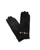 Gold Buckle Gloves In Black