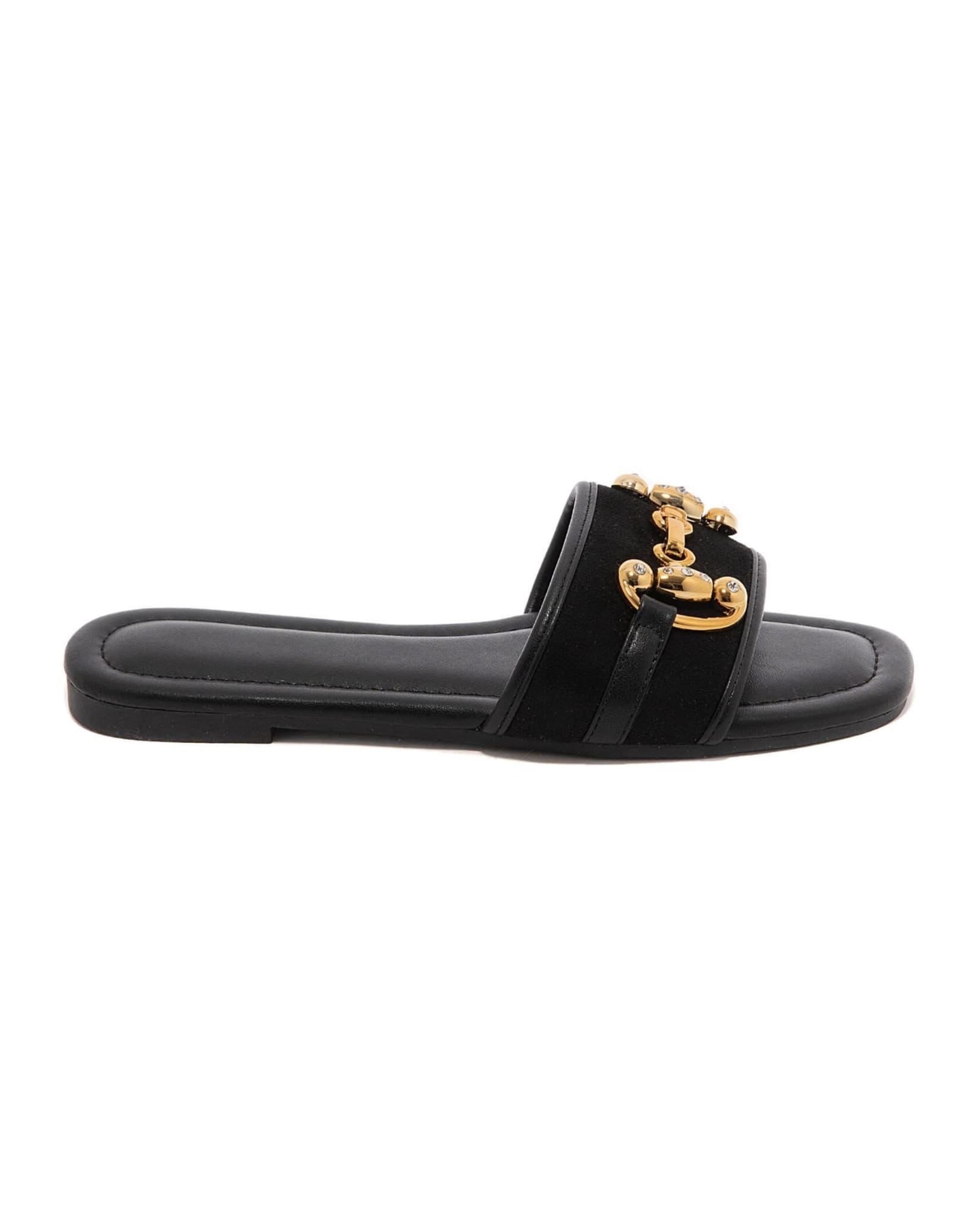 Gold Buckle Sandals In Black