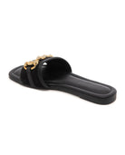 Gold Buckle Sandals In Black