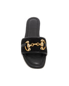 Gold Buckle Sandals In Black