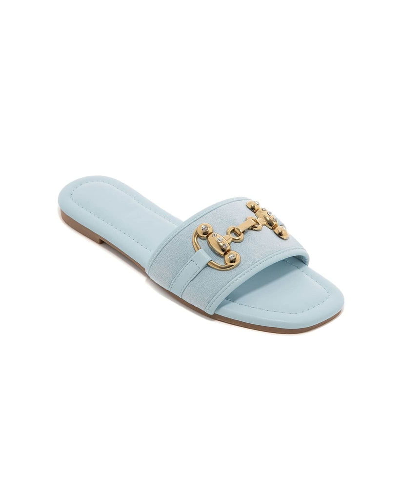 Gold Buckle Sandals In Blue