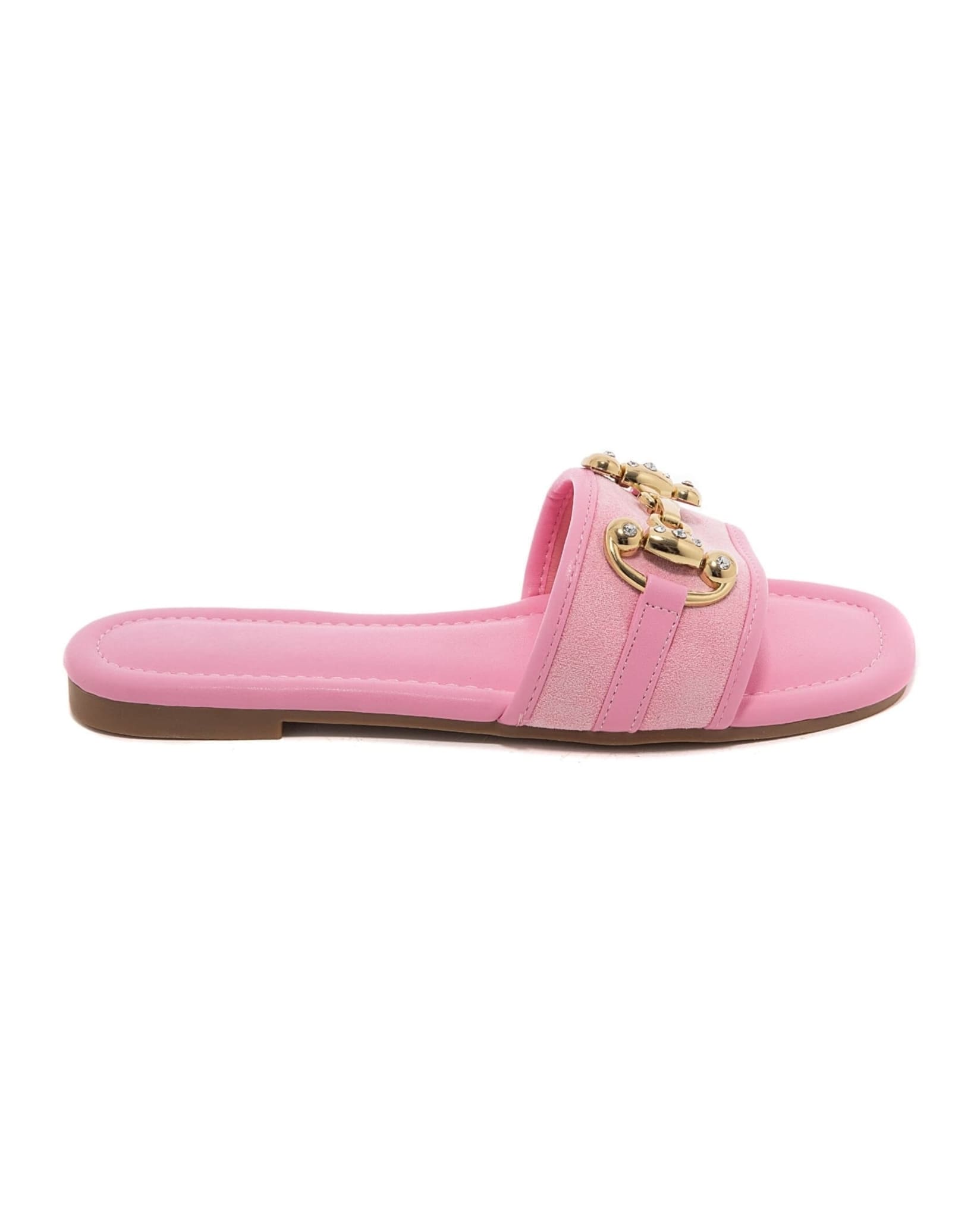 Gold Buckle Sandals In Pink