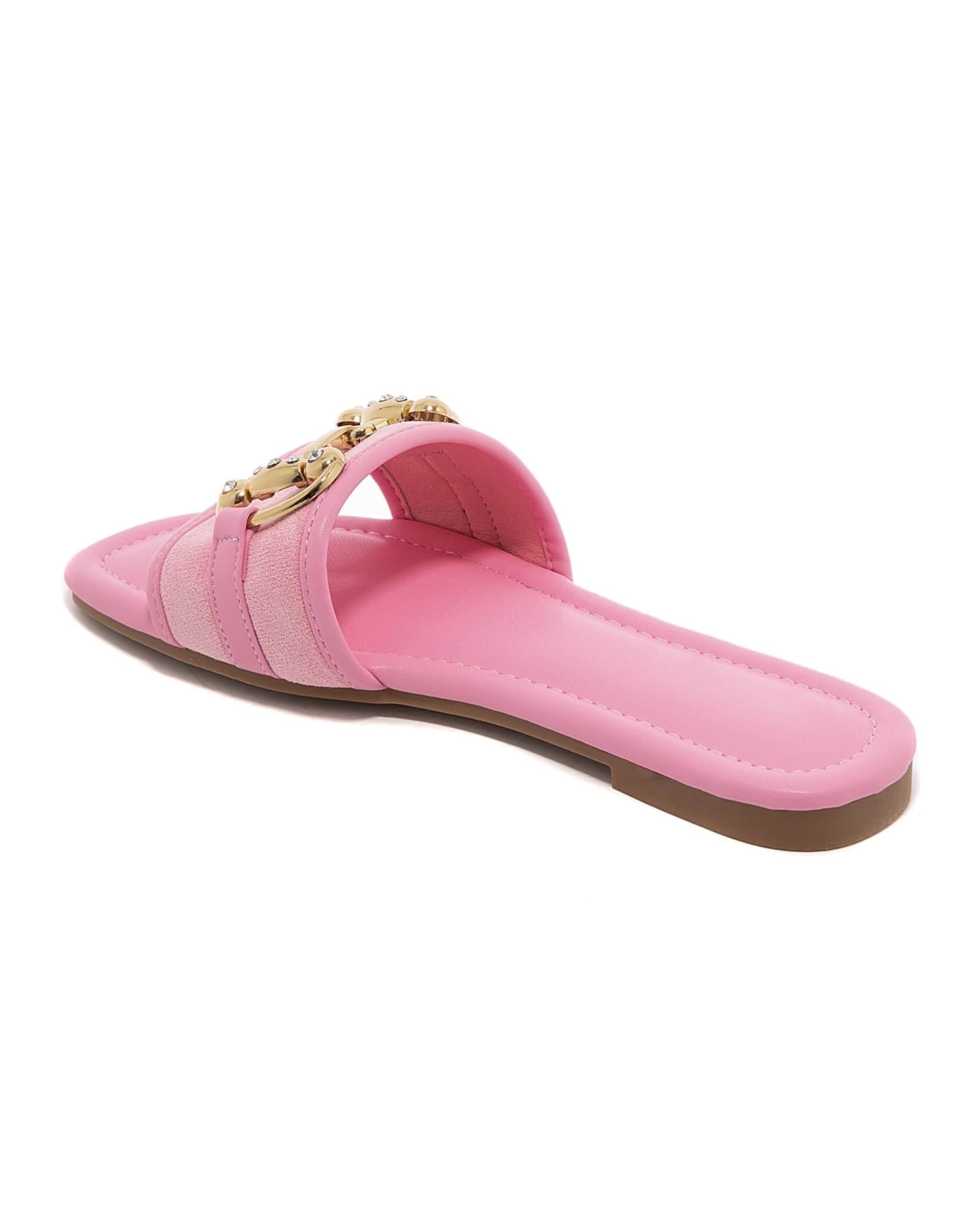 Gold Buckle Sandals In Pink