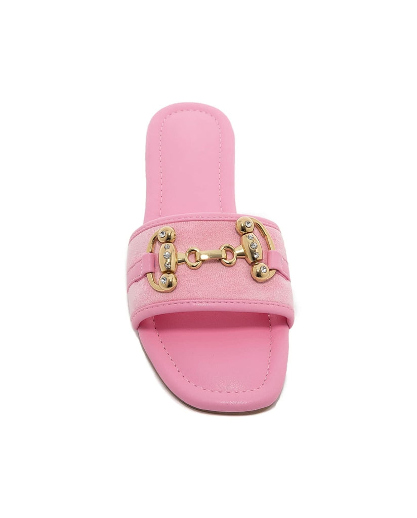 Gold Buckle Sandals In Pink