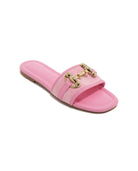 Gold Buckle Sandals In Pink