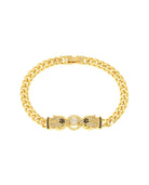 Gold Plated Leopard Bracelet In Black