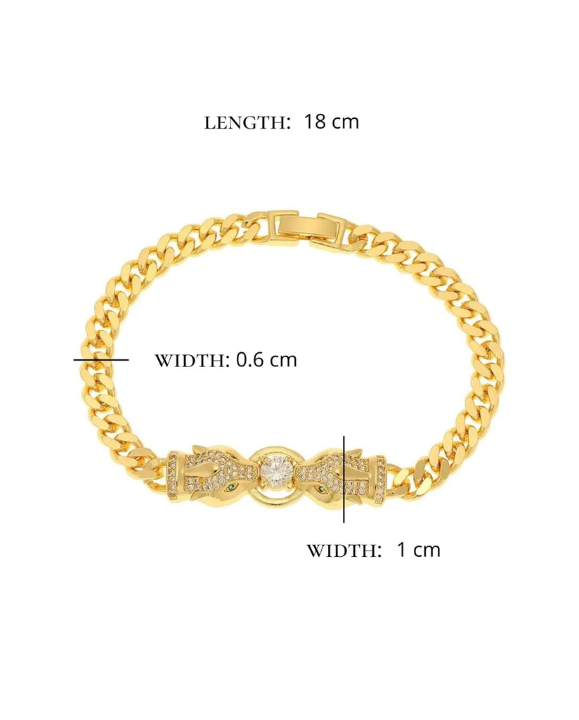 Gold Plated Leopard Bracelet In White Size