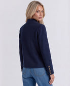 Back view of Heritage Knit Jacket in Navy.