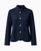 Heritage Knit Jacket in Navy on a white background.