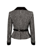 Houndstooth Belted Tweed Blazer