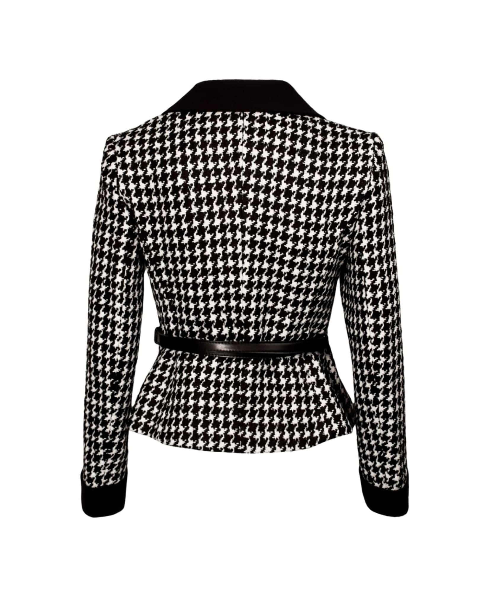 Houndstooth Belted Tweed Blazer