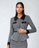 Houndstooth Belted Tweed Blazer