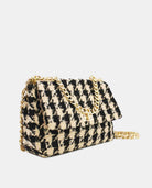 Houndstooth Tweed Crossbody Bag Beige