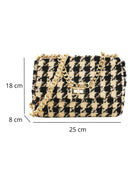 Houndstooth Tweed Crossbody Bag Beige Size