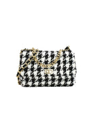 Houndstooth Tweed Crossbody Bag Black