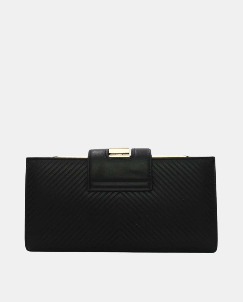 Large Wallet With Gold Details Black