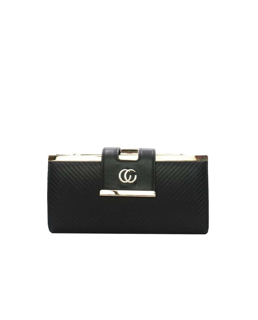 Large Wallet With Gold Details Black