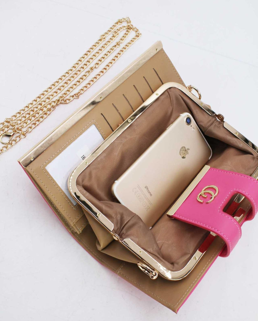 Large Wallet With Gold Details Pink