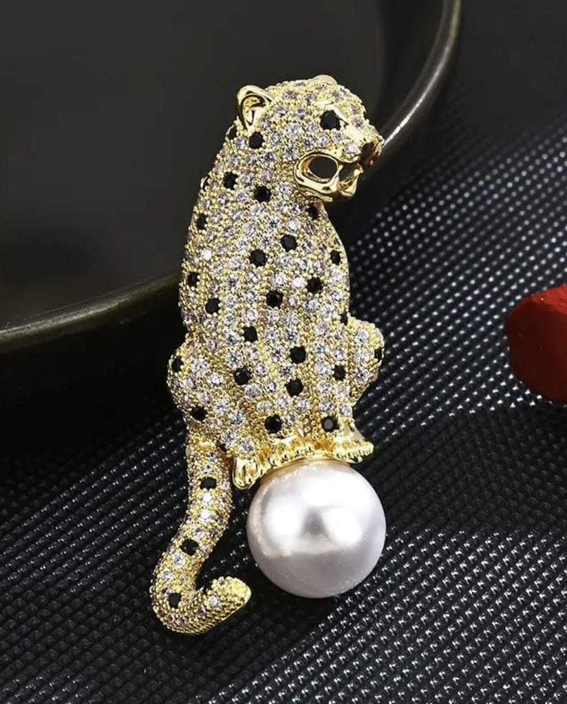 Leopard Pearl Brooch