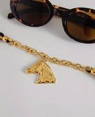 Gold-plated necklace with leopard print detail - Leopard Statement Horse Necklace
