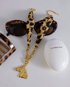 Gold-plated chain necklace with horse motif - Leopard Statement Horse Necklace
