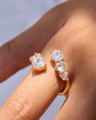 Gold-plated open crystal ring worn on hand – Open Crystal Ring