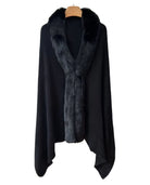 Poncho With Faux Fur Trim in black