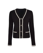 Rib Knit Cardigan In Black