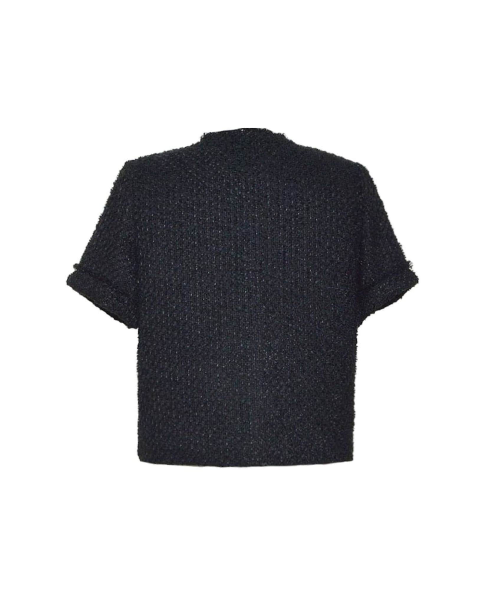 Short Sleeve Tweed Top Black