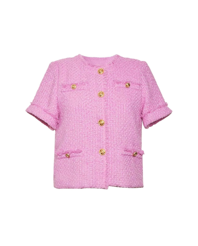 Short Sleeve Tweed Top Pink