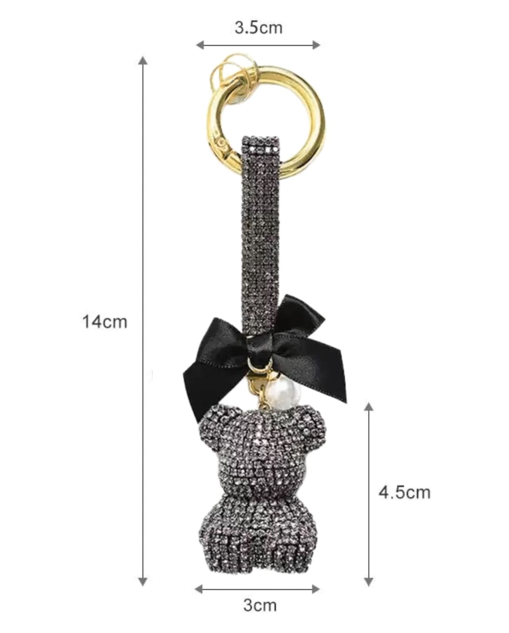 Sparkling Bear Bag Charm Grey Size