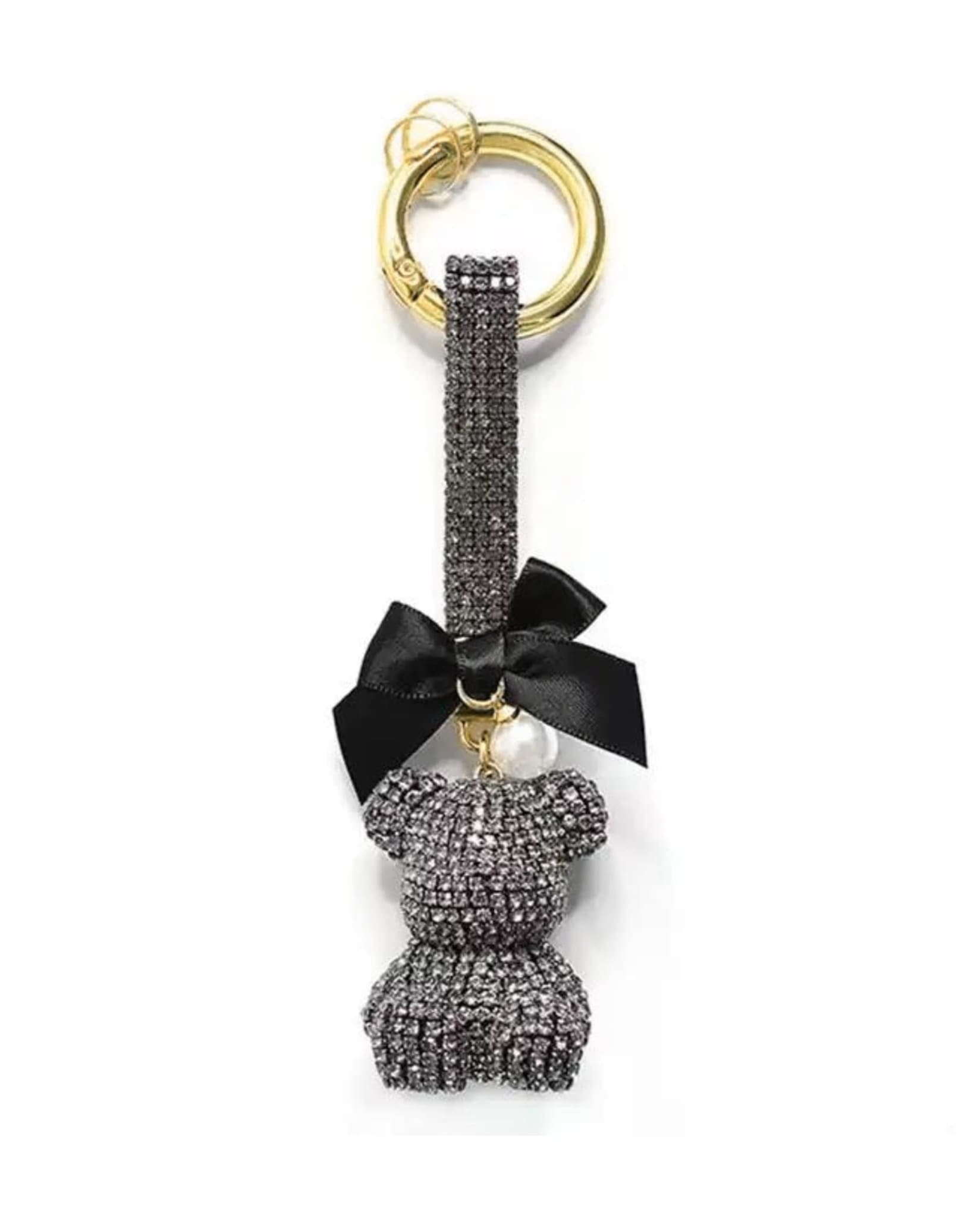 Sparkling Bear Bag Charm Grey