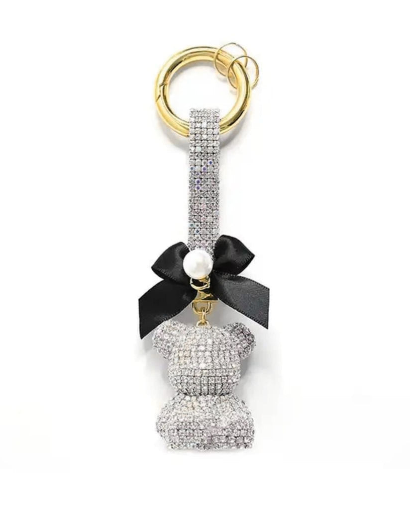 Sparkling Bear Bag Charm White