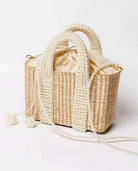 Straw Bag With Pearl Handles