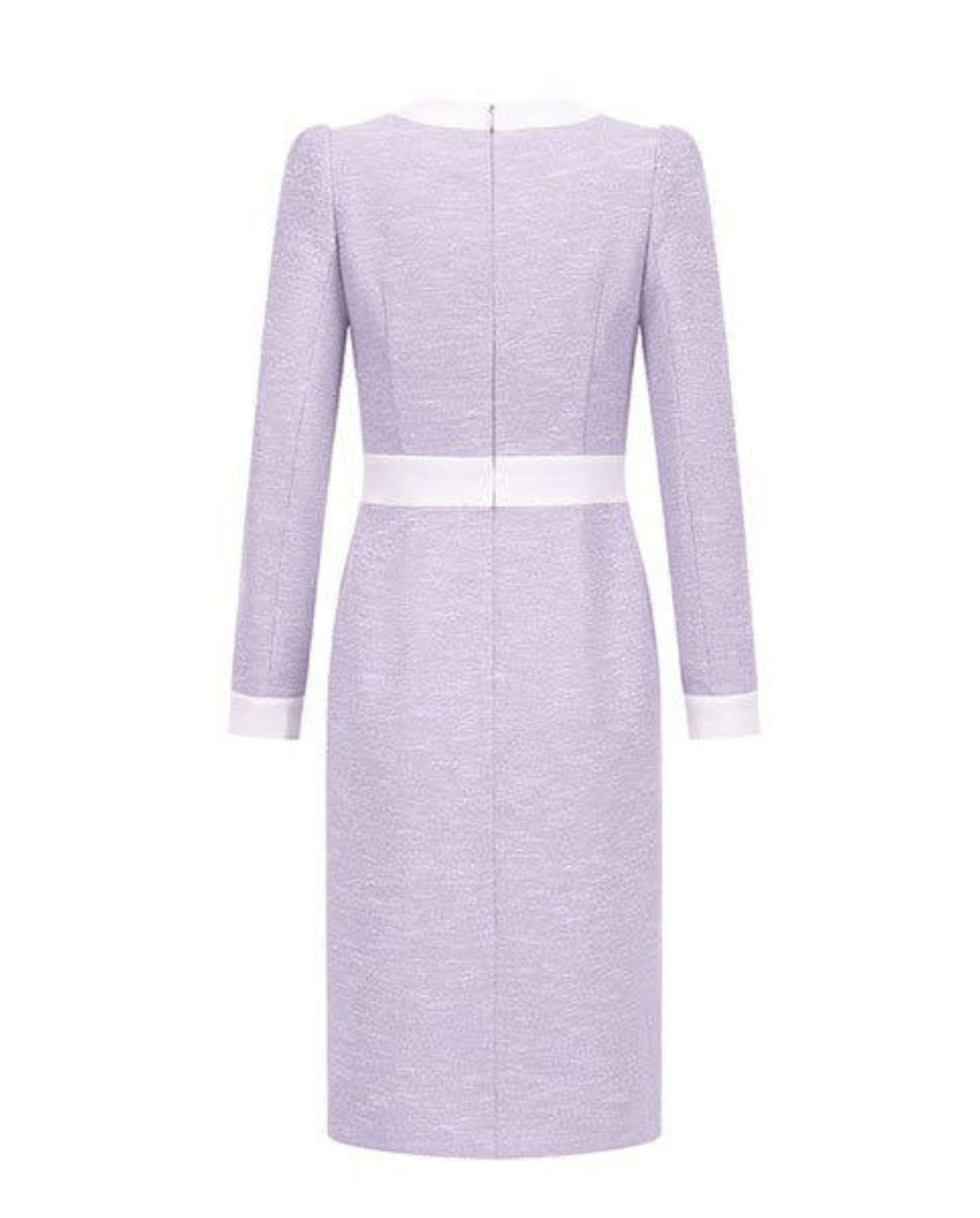 Textured Midi Dress With Contrasting Trim