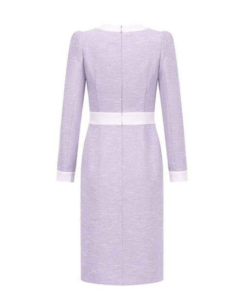 Textured Midi Dress With Contrasting Trim