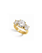 Gold-plated ring with three round crystals, classic design, Coventina Collection