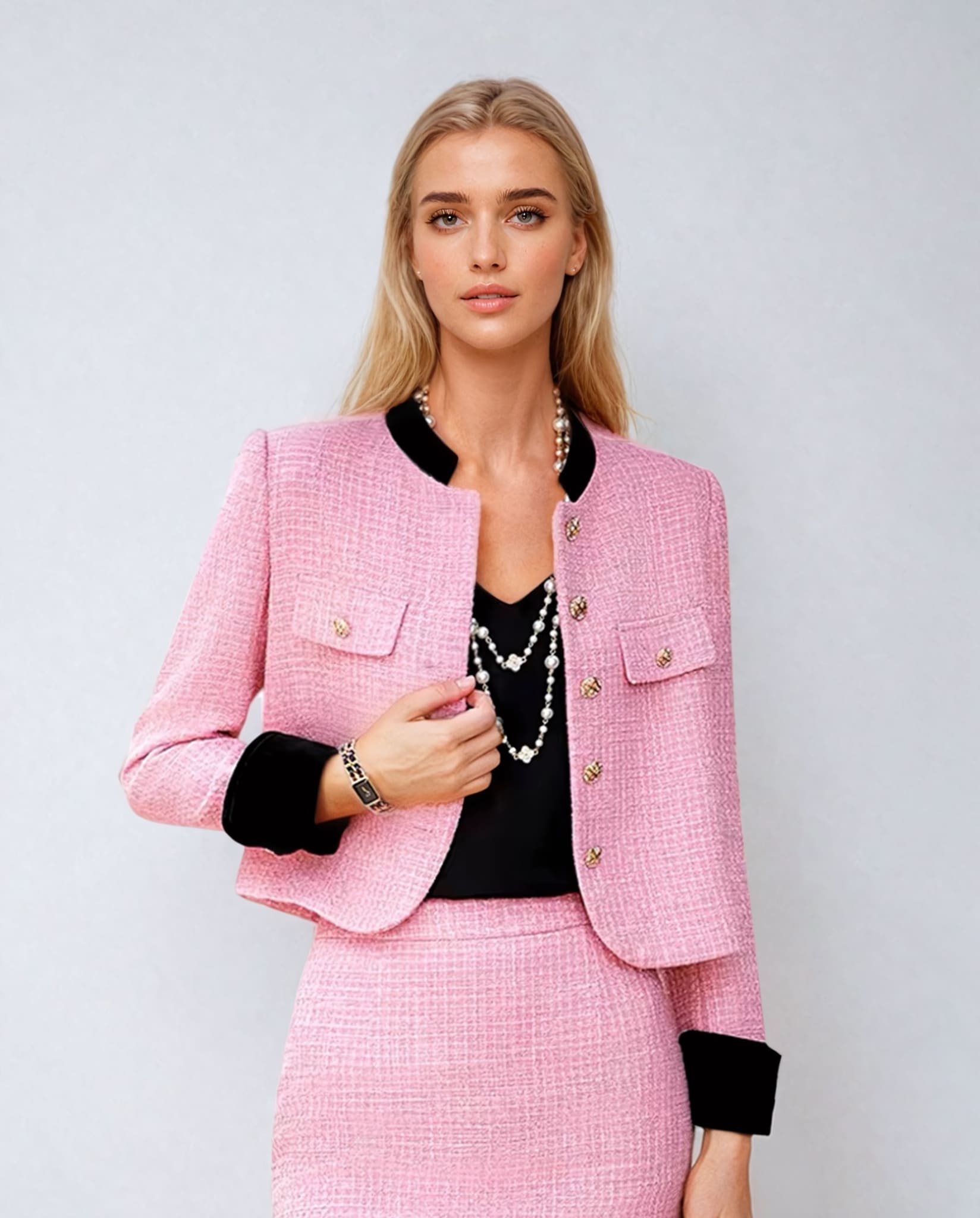 Tweed Jacket With Velvet Collar