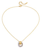 Two-tone pendant necklace with layered gold and silver rings - Two-Tone Knot Necklace
