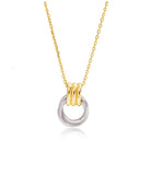 Gold and silver tone necklace with interlinked ring pendant - Two-Tone Knot Necklace