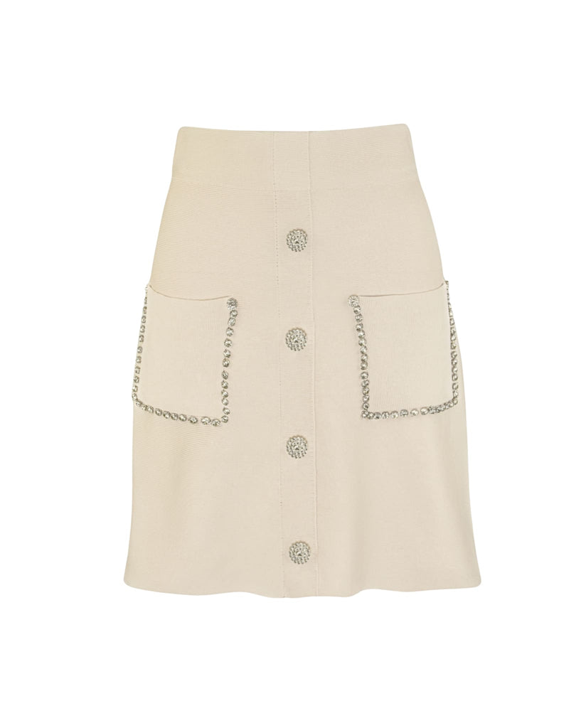 Embellished Skirt Set In Beige