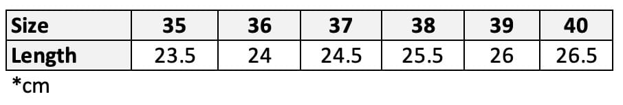 Pearl Sandals Size Chart