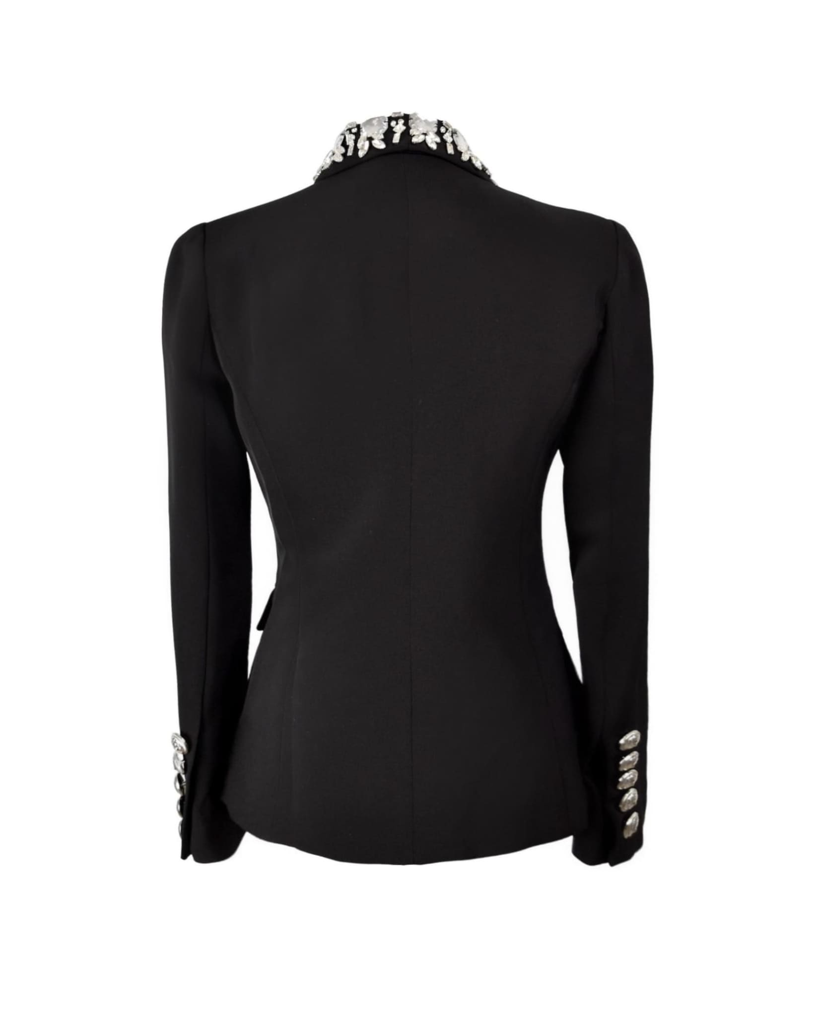 Black Blazer With Embellished Collar