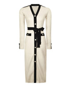 Cardigan Dress With Contrasting Trim Beige