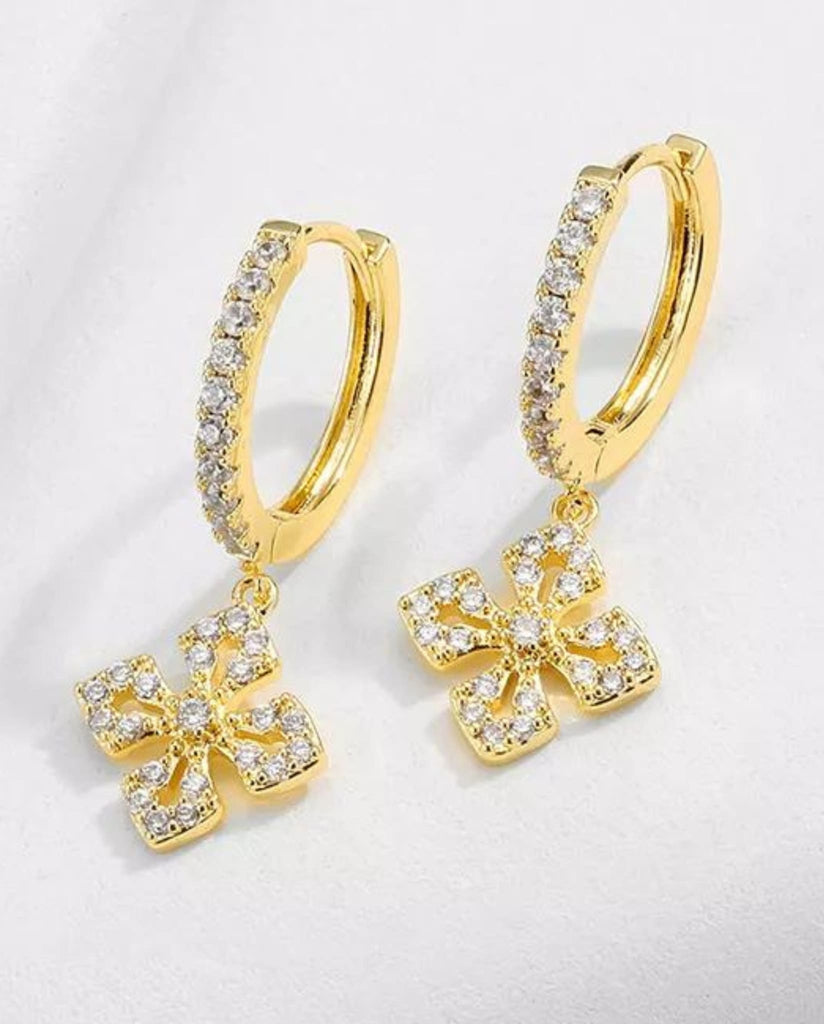 Crystal Clover Hoop Earrings