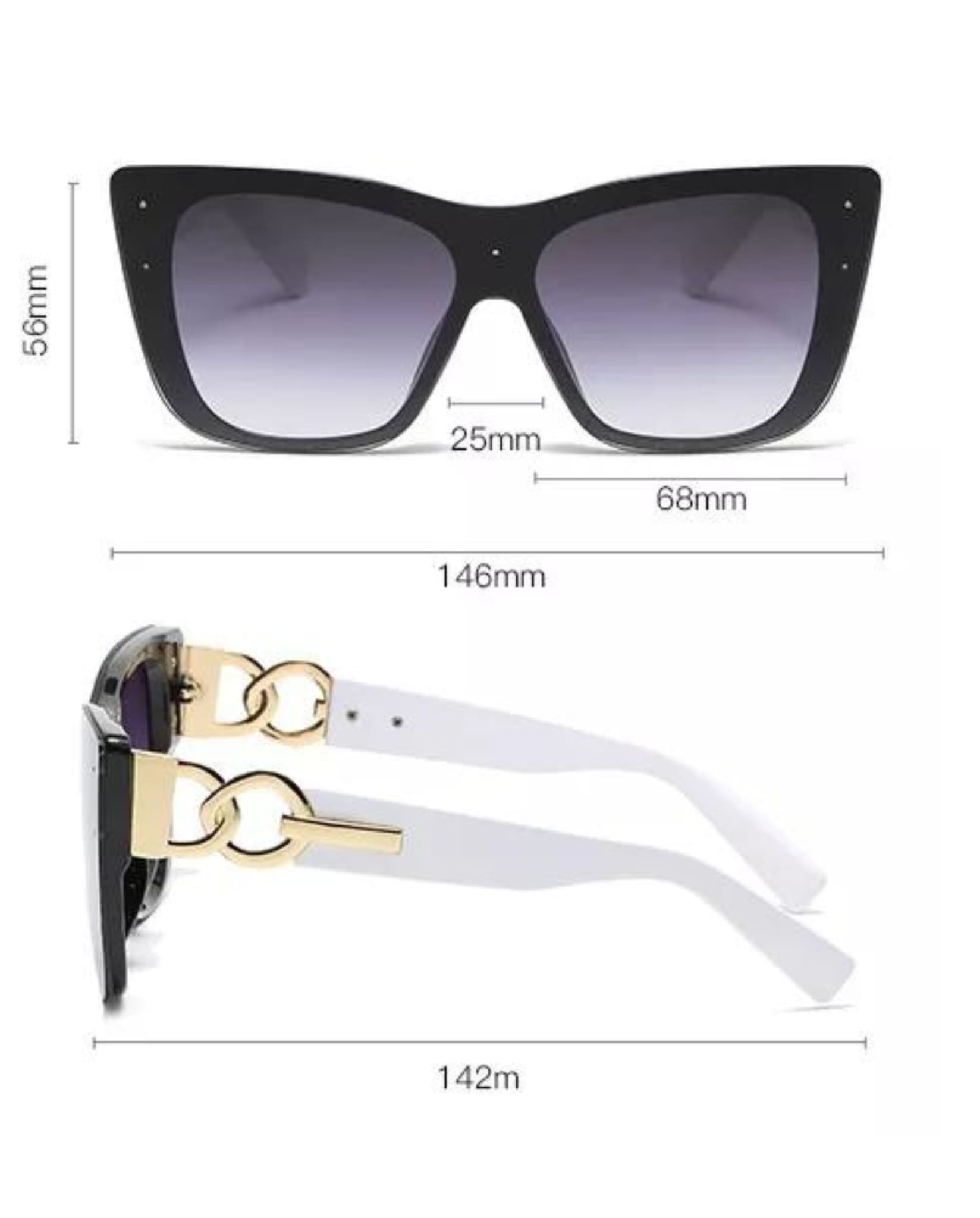 Elegant Sunglasses With White Frame Size