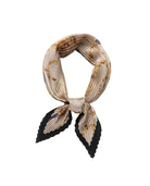 Equestrian Print Pleated Scarf In Beige