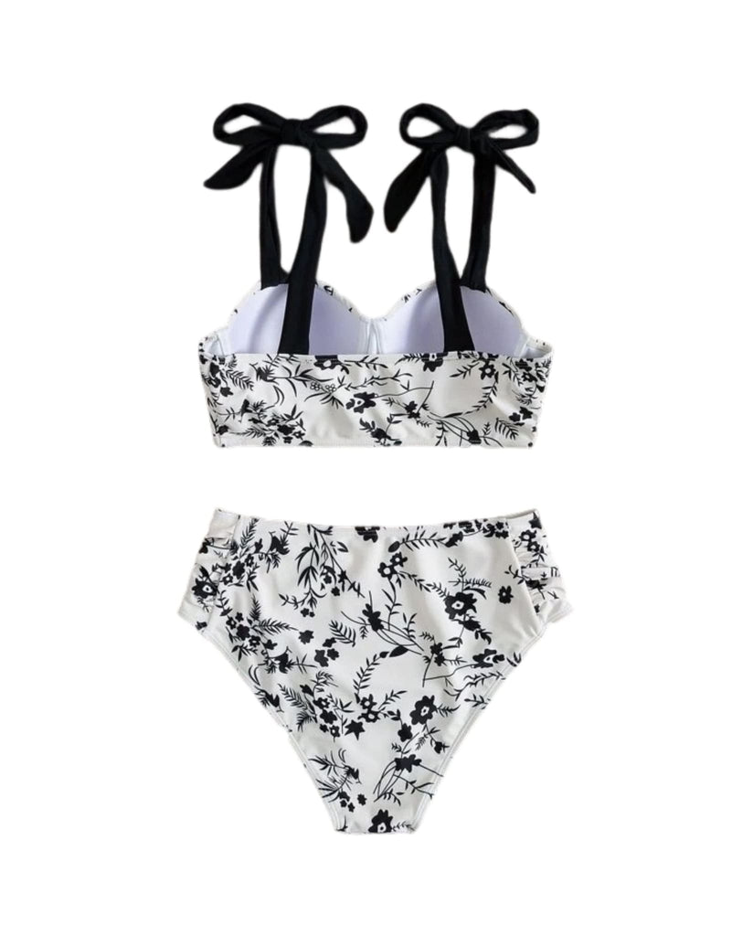 Floral Bikini With Tie Straps