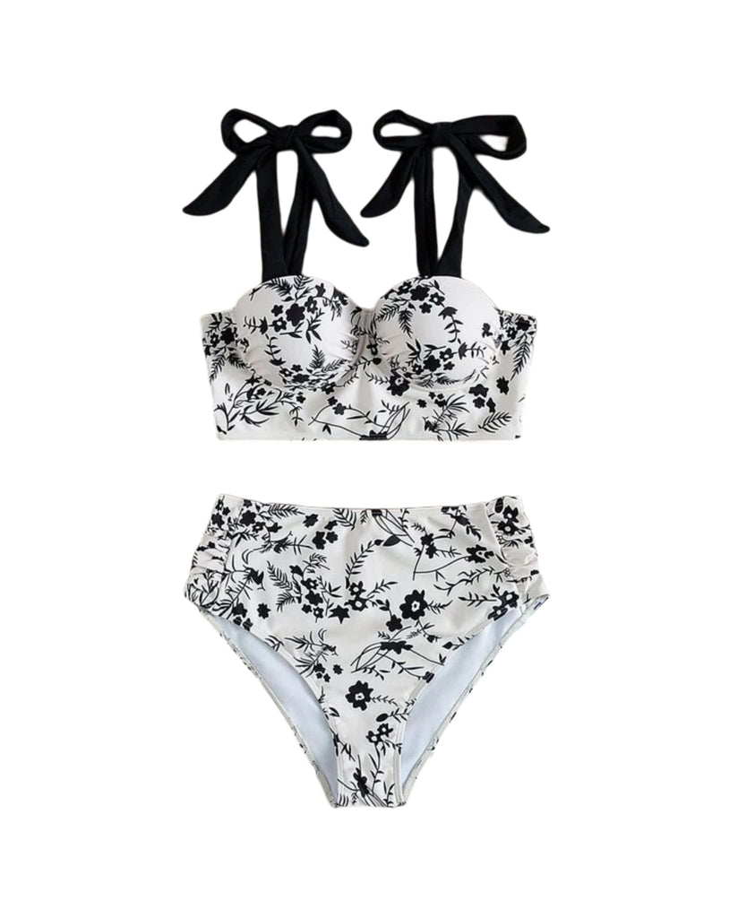 Floral Bikini With Tie Straps